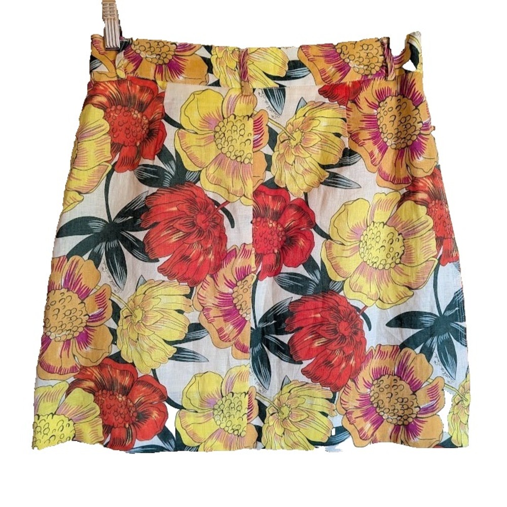 Scotch & Soda Amsterdam Mini Skirt S Linen Botanical Summer Mod Vacation Resort